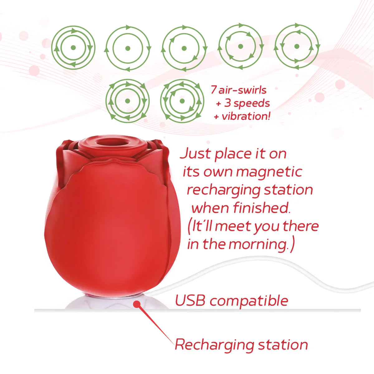 Wild Rose Suction Vibrator - Red