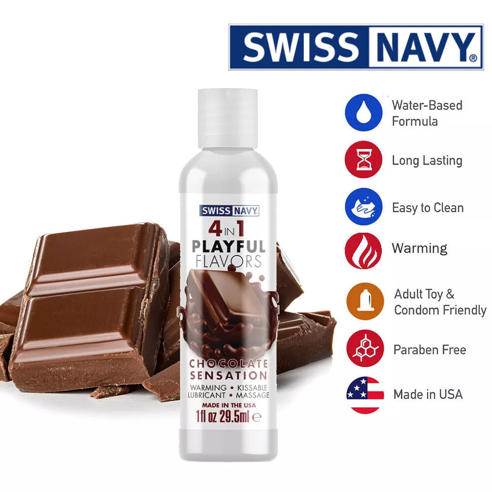 Swiss Navy 4-in-1 Playful Flavors - Chocolate Sensation - 4 Fl. Oz.